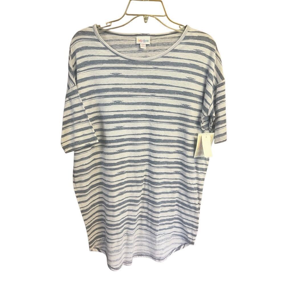 Lularoe Irma Pullover Printed Top Gray/White  Sz XXS NWT
